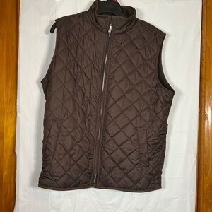 Peter Milar Men’s Medium Brown Puffer Vest Full Zip Quilted Pockets.